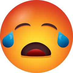 A Tearful Emoji Face A Close Up Of A Crying Face With Blue Tears And An Open Mouth Indicating Sadness Or Distress