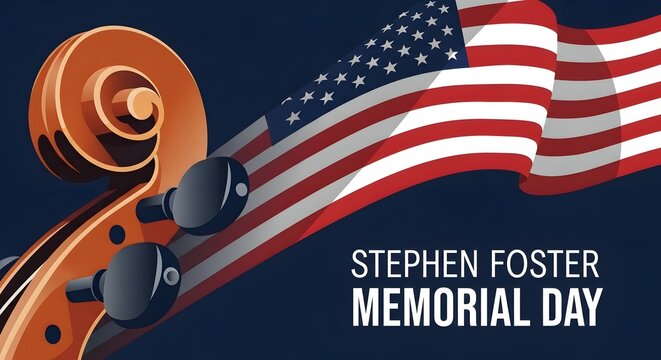 Stephen foster memorial day celebration with violin and american flag - Powered by Adobe