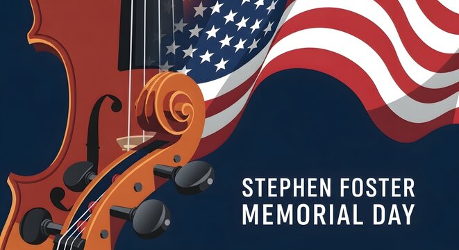 Violin and american flag celebrate stephen foster memorial day