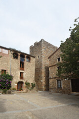  tower (torre de recs) of Osor, La Selva, Girona province, Catalonia, Spain,