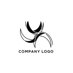 Obraz premium Abstract black and white company logo design with dynamic curved shapes.