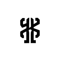 Obraz premium Abstract black geometric symbol on a white background.