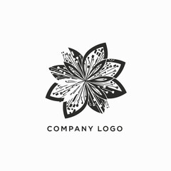 Abstract floral logo design with intricate circuit board patterns.