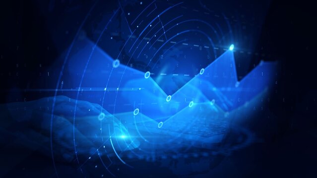 Abstract Blue Technology Hands with Digital Network Lines and Points - Powered by Adobe