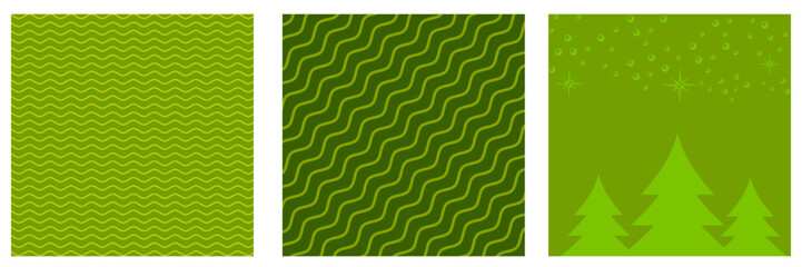 Green Christmas geometric background collection. Merry Christmas poster, social media post layout, quiz backdrop, square banner design template set