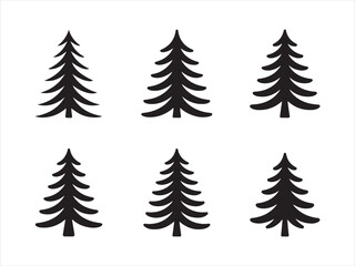 Fototapeta premium Pine Tree Silhouette Set, Christmas Tree Silhouette Set, Festive Pine Icons
