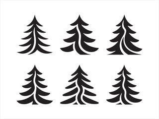 Pine Tree Silhouette Set, Christmas Tree Silhouette Set, Festive Pine Icons