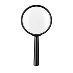 Magnifying Glass: A sleek magnifying glass against a pristine backdrop, it's transparent lens and dark handle present clarity and focus.