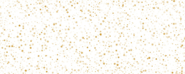 Gold star confetti seamless pattern. Golden glitter sparkle repeated background. Yellow sparks repeated wallpaper. Vector celebration Christmas, New Year, wedding or birthday party decoration backdrop