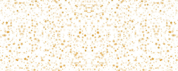Gold star confetti seamless pattern. Golden glitter sparkle repeated background. Yellow sparks repeated wallpaper. Vector celebration Christmas, New Year, wedding or birthday party decoration backdrop