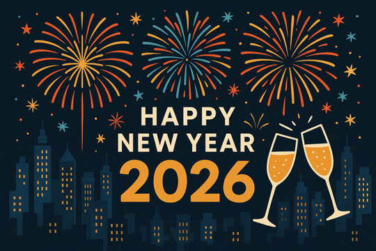 A vibrant new year celebration with red green and blue colors