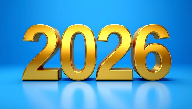 “Golden metallic ‘2026’ text on a vibrant blue gradient background, symbolizing celebration and future vision.”
