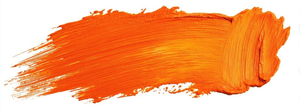 Orange paint stroke on white background
