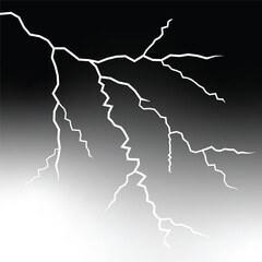 Bright white lightning bolt striking down from dark sky