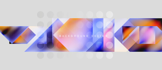 Fototapeta premium Abstract geometric shapes, vibrant colors, modern design. Gradient overlays create dynamic visual effect. Light circles add depth.