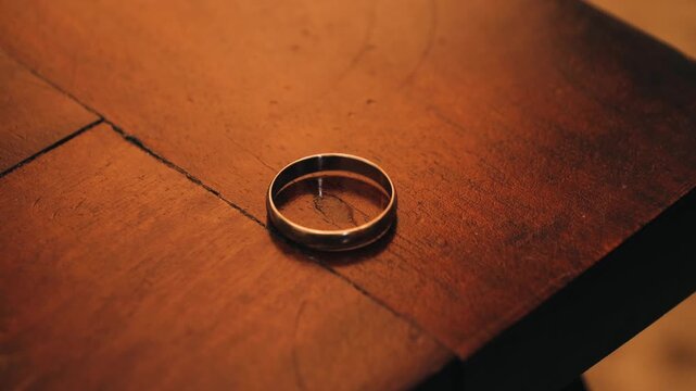 A feeling of love fading. The woman removes the wedding ring from her finger. Adultery and divorce concept. High quality 4k footage