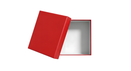 Open red gift box with a silver interior on a black background symbolizing surprise and celebration