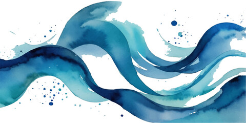 Abstract watercolor background pattern of blue ocean waves and liquid splash design © ayaat