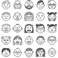 Obraz premium Generative AI- set of funny faces