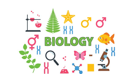 Obraz premium Biology education science learning study vector illustration icon set