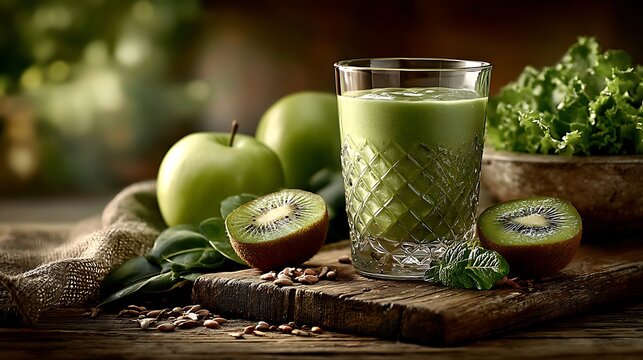 jar with fresh green smoothy