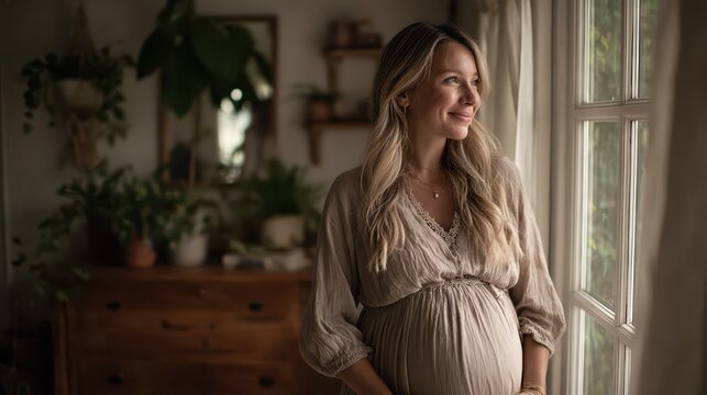 Warm light lifestyle shot capturing pregnancy and anticipation