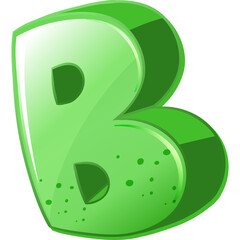 Shiny Green Letter B With 3D Effect And Bubbles Transparent Background Alphabet Character Graphic