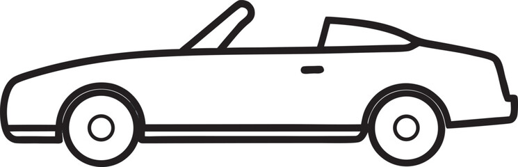 Simple Line Art Illustration of a Classic Convertible Sports Car