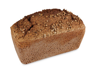 Sprouted buckwheat bread with coriander on a white background. A loaf of buckwheat bread.