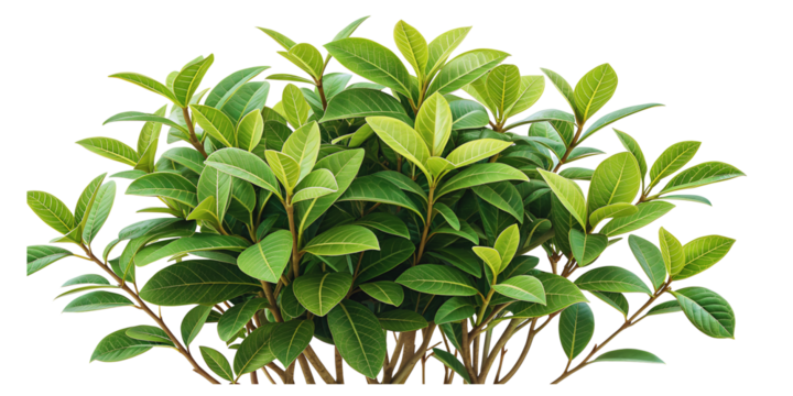 A vibrant collection of lush green leaves isolated on a light background, isolated PNG, transparent background