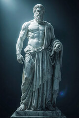 Ancient Greek god statue in classical marble style. Stoicism concept, sculpture of a stoic, representing philosophy