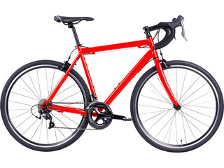 Fototapeta premium Red sport bicycle isolated on white background. Ideal for cycling, transportation, and active living design concepts.
