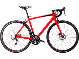 Red sport bicycle isolated on white background. Ideal for cycling, transportation, and active living design concepts.
