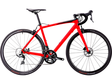 Red sport bicycle isolated on white background. Ideal for cycling, transportation, and active living design concepts.