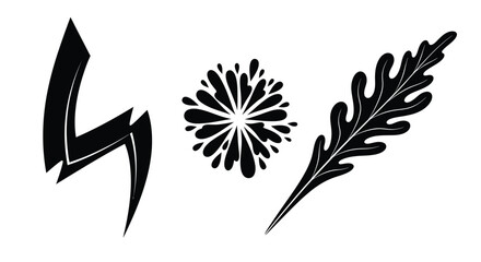 Obraz premium Black and white lightning flower leaf vector graphic design art