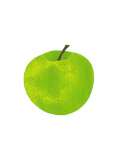 Green gouache apple — symbol of balance and renewal. Painted with soft texture and life-like tones.