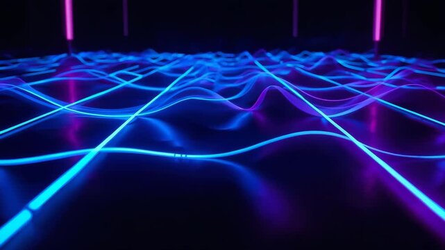Neon Waves: Captivating digital artwork showcasing neon waves of pulsating energy, a vibrant and futuristic scene, creating a sense of dynamic flow and boundless creativity. 