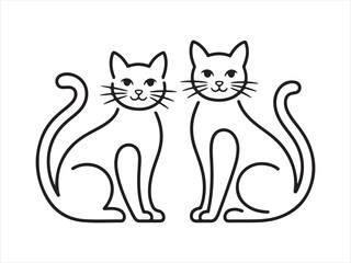 Obraz premium Cute Minimalist Line Art Cats – Simple Continuous Line Cat Illustrations