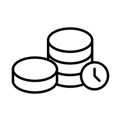 Coin Stack with Clock Icon Time is Money Investment Concept