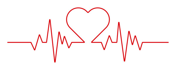 Minimalist heart rhythm, Electrocardiogram, ECG - EKG signal, Heart Beat pulse line concept vector illustration