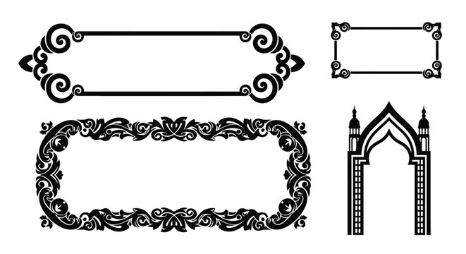 Vector islamic frames borders design elements decorative ornamental art