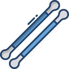 Two Blue Cotton Swabs With White Tips Lying Diagonally On A Transparent Background With Clean Lines And A Minimalist Design