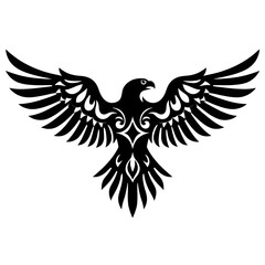 Soaring Eagle Emblem: A bold, stylized eagle with outstretched wings, embodying strength and freedom. Perfect for designs symbolizing power, vision, and aspiration.