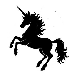 Mystical Silhouette: A majestic unicorn silhouette, its horn reaching for the heavens, exudes an aura of mystery and fantasy, perfect for conveying the magical essence.