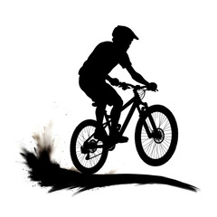 Silhouette cyclist in action: An adrenaline-fueled cyclist soars through the air, their silhouette defining the thrill of cycling. This artwork captures the raw energy, dedication.