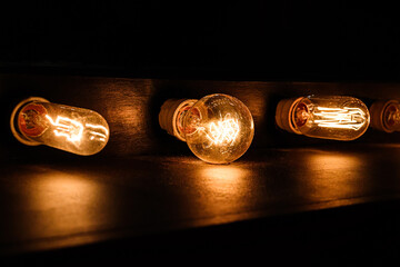 Retro lamp. Incandescent bulb. Cozy atmosphere. Warm light.