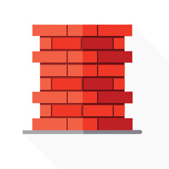 Flat design illustration of a red brick wall section