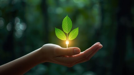 Eco energy growth nurturing green energy solutions in nature hands-on experience serene environment inspiring future visions