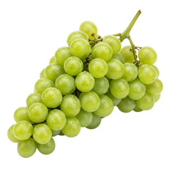 A bunch of green grapes isolated on a transparent background, studio shot
