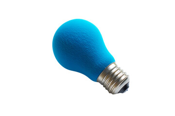 A bright blue, textured light bulb shape with a silver screw base, , transparent background